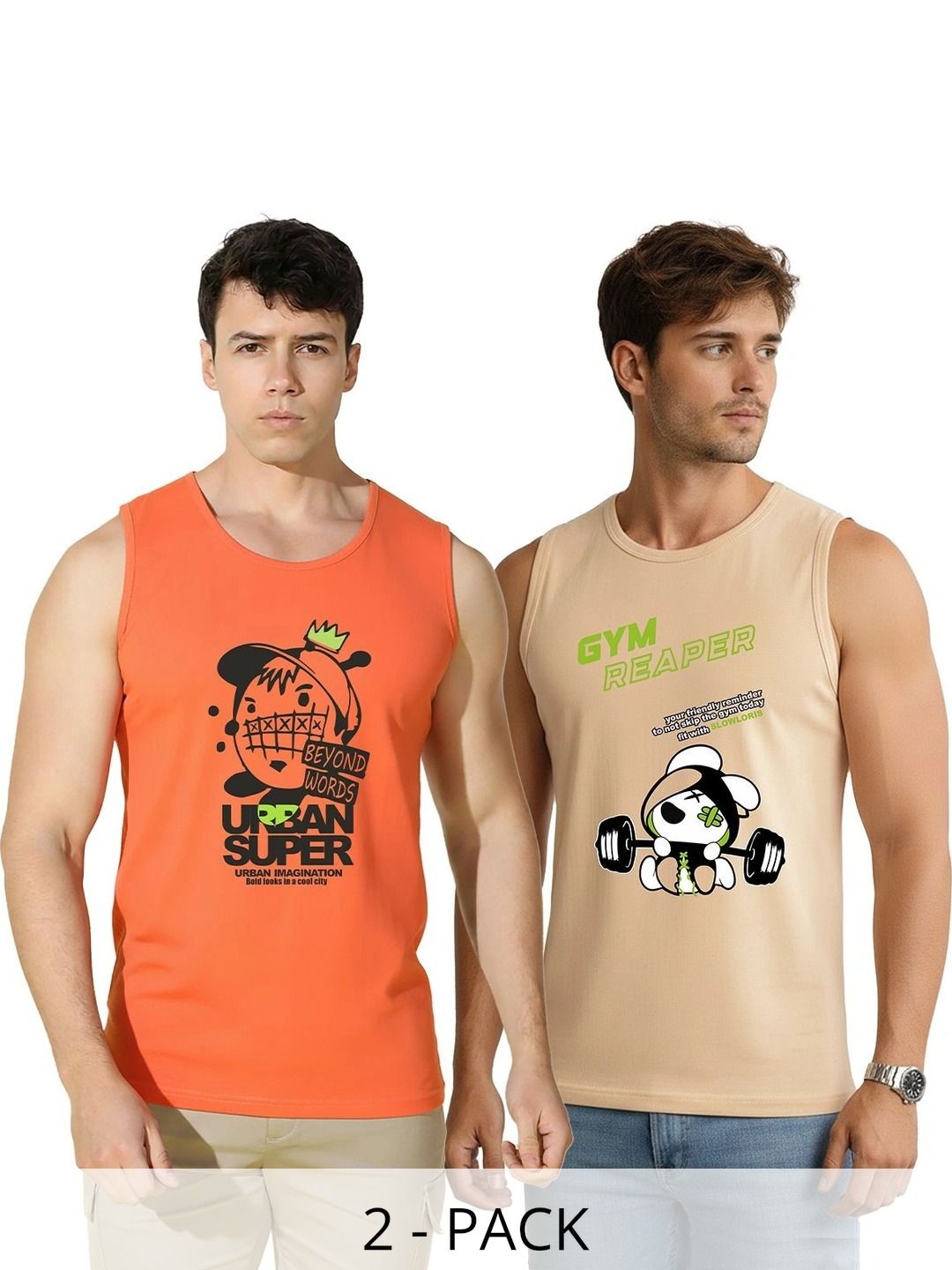 SLOWLORIS Pack of 2 Printed Cotton Tank-picture-33