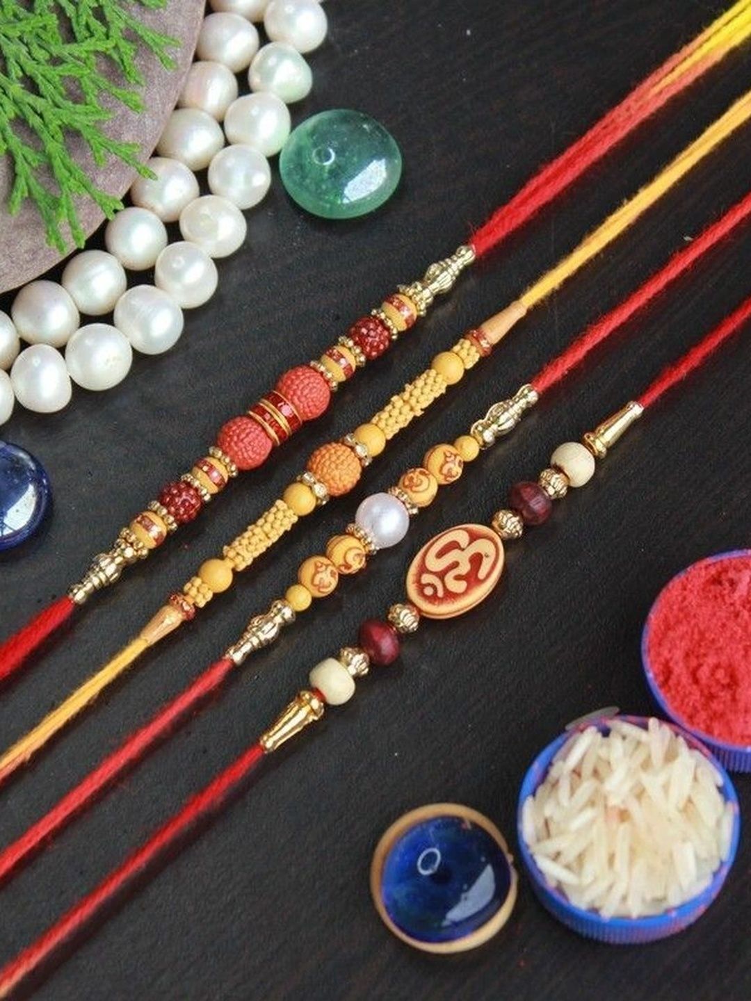 Sangria Set of 4 Thread Rakhi With 1 Roli Chawal-picture-21