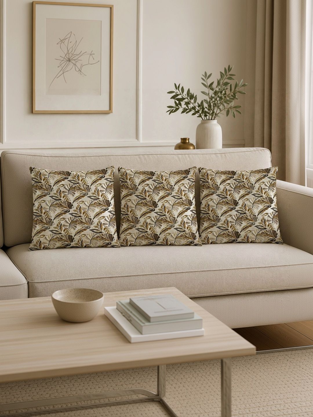 STUDIOHMK Off White Set of 5 Square Cushion Covers-image-31