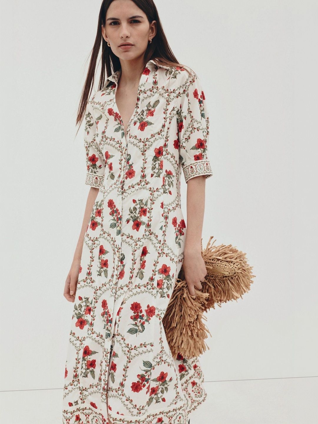 H&M Floral Print Shirt Midi Dress-picture-56