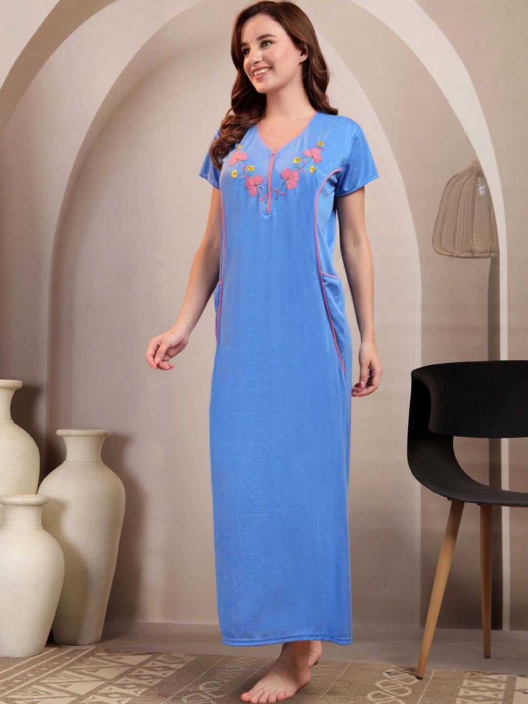 FABINALIV Embroidered Maxi Nightdress-image-38