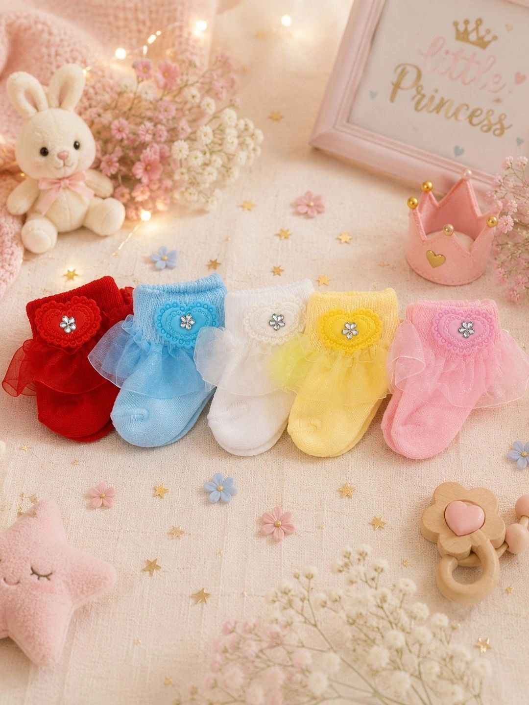 CORTICA Girls Pack of 5 Cotton Assorted Above Ankle Socks-picture-28