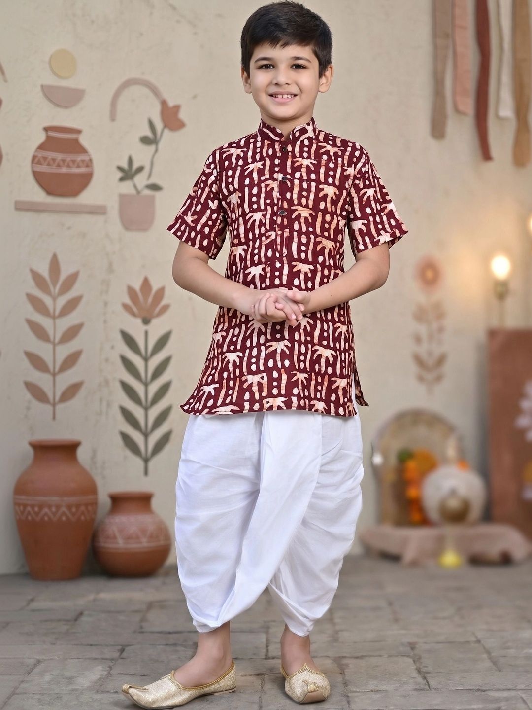 AHLAN APPARELS Boys Printed Regular Pure Cotton Kurta with Dhoti Pants-picture-36