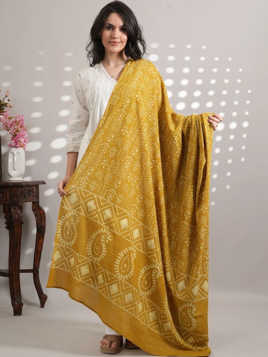 Style Shoes Ethnic Motifs Printed Pure Cotton Block Print Dupatta-image-43