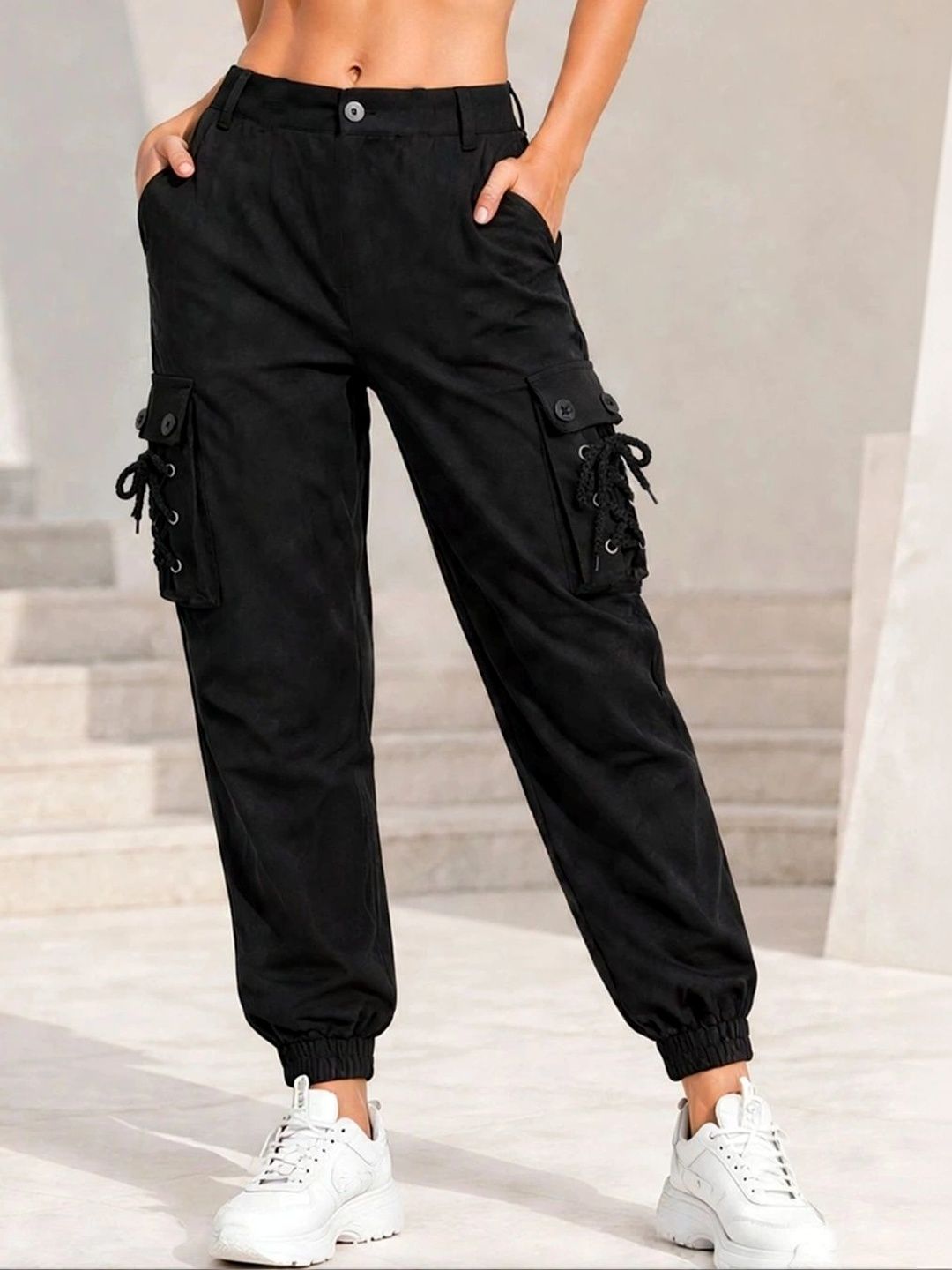 HERE&NOW Women Classic Easy Wash Cargos Trousers-picture-27