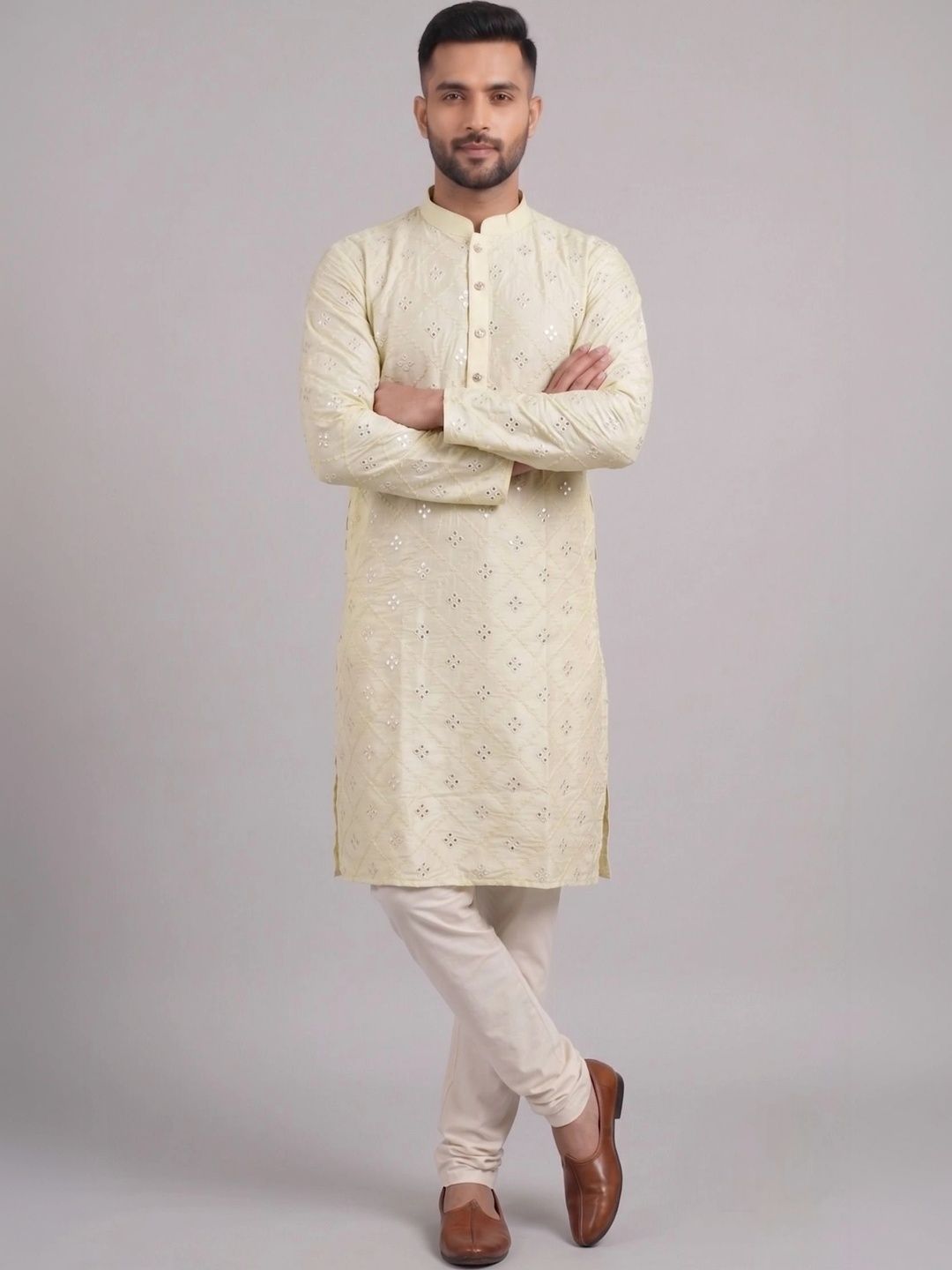 Shiv Leela Men Ethnic Motifs Embellished Mirror Work Kurta-picture-34