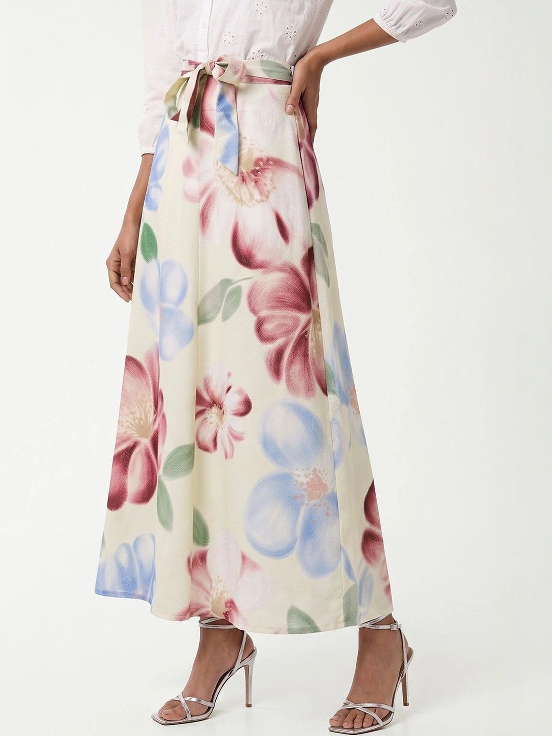 max Women Cotton Blend Floral Maxi A-Line Skirt-picture-39