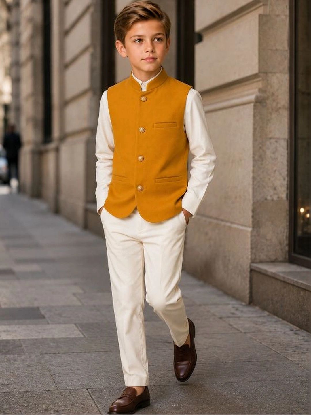Sparklepop Boys Mandarin-Collar Woven Nehru Jackets-picture-58