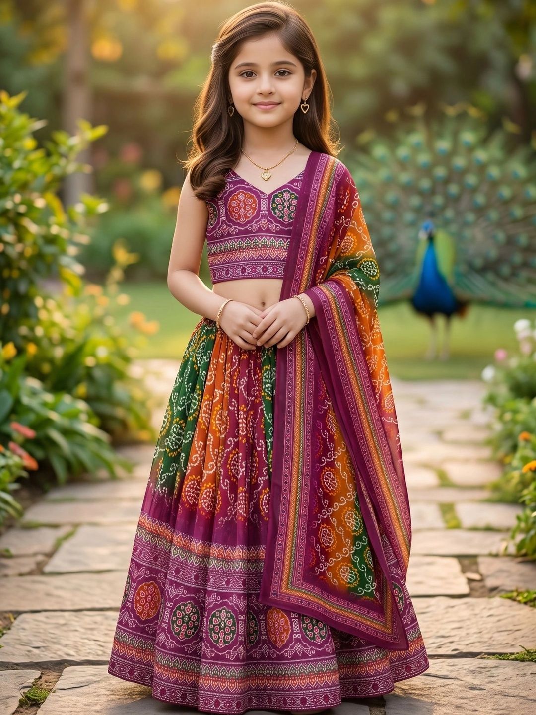 KALINI Girls Printed Ready to Wear Lehenga & Blouse With Dupatta-picture-37