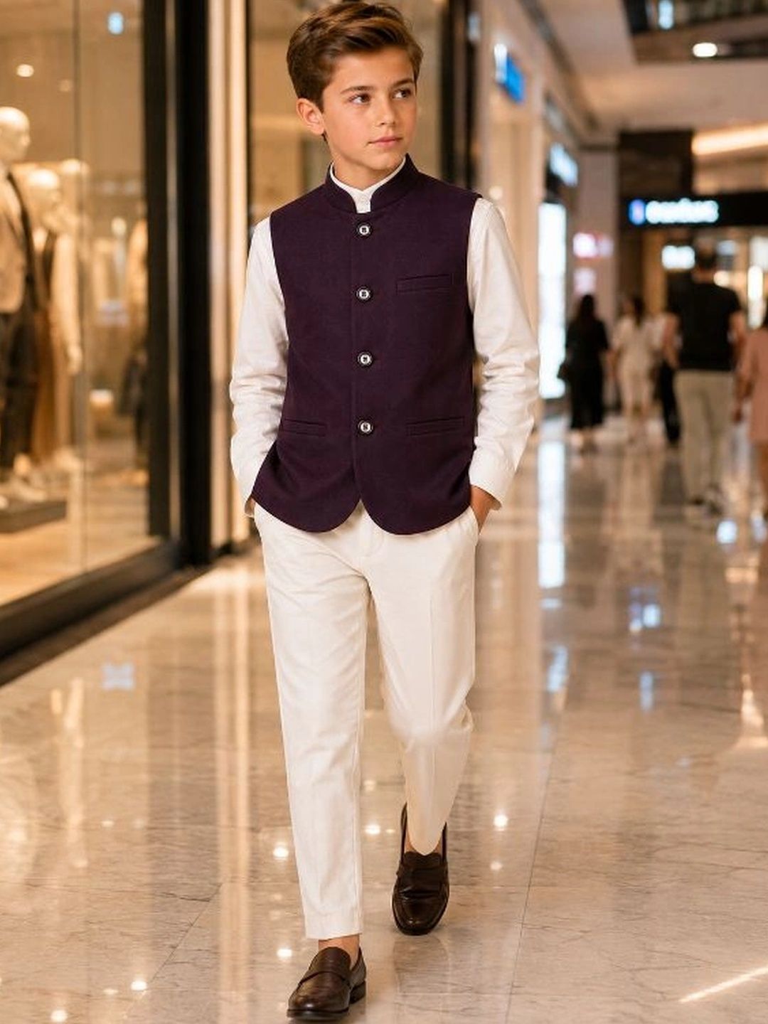Sparklepop Boys Mandarin-Collar Woven Nehru Jackets-picture-39