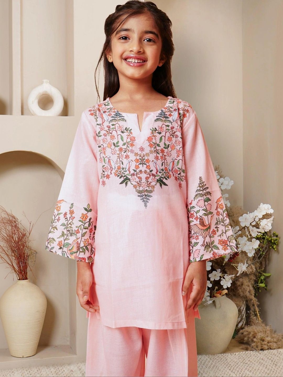 HOUSE OF KARI Girls Printed Pure Cotton Straight Kurta & Trousers-picture-42