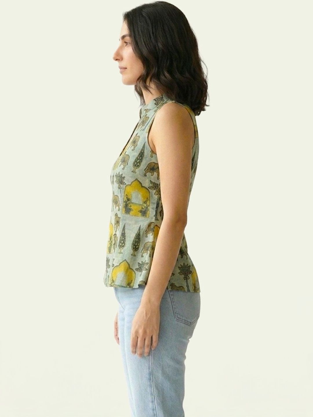 Poshakh fabrics Print Keyhole Neck Cotton Peplum Top-picture-29
