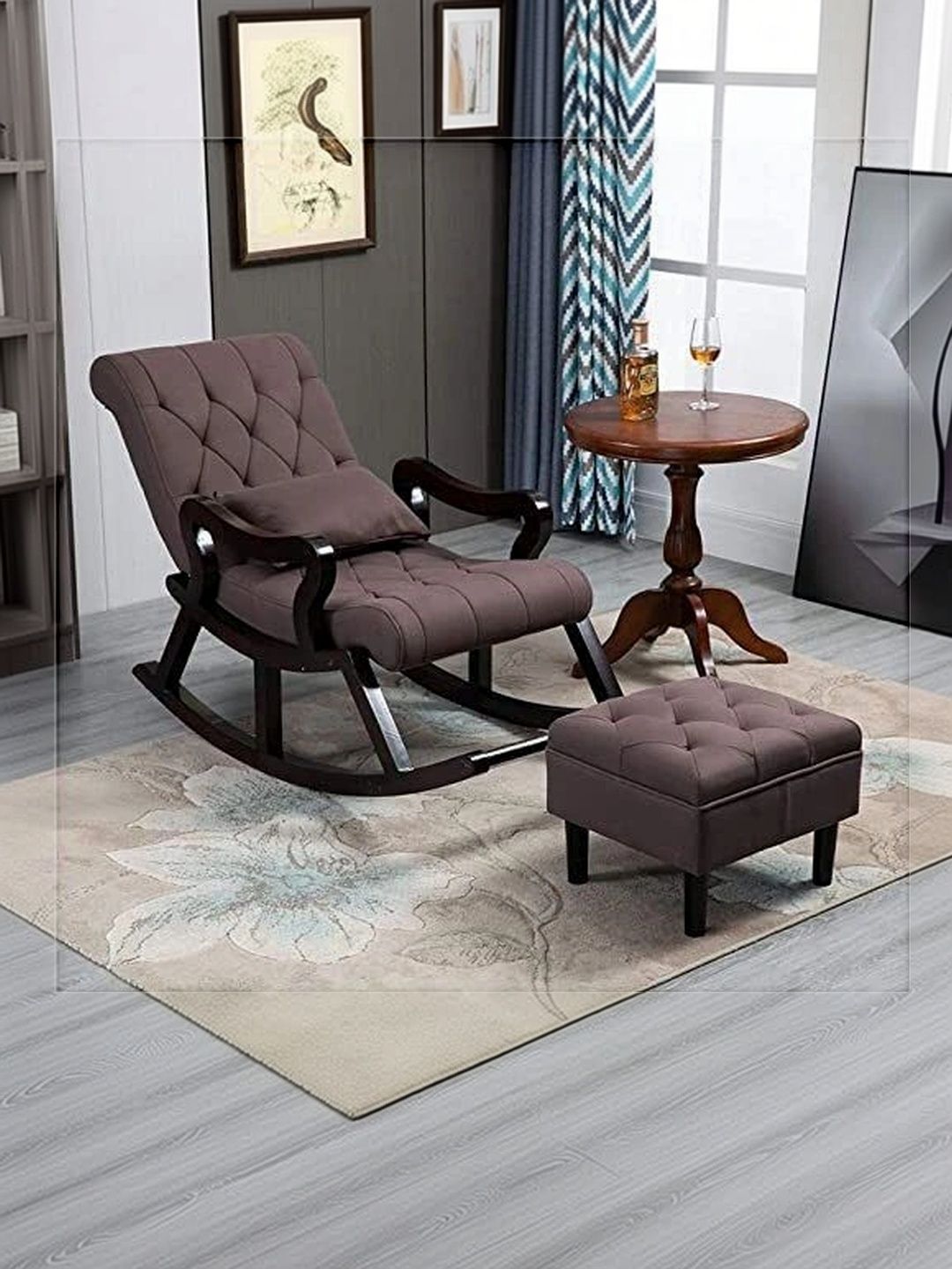 INDIAWOODMART Brown Wooden Lounge Chair-picture-42