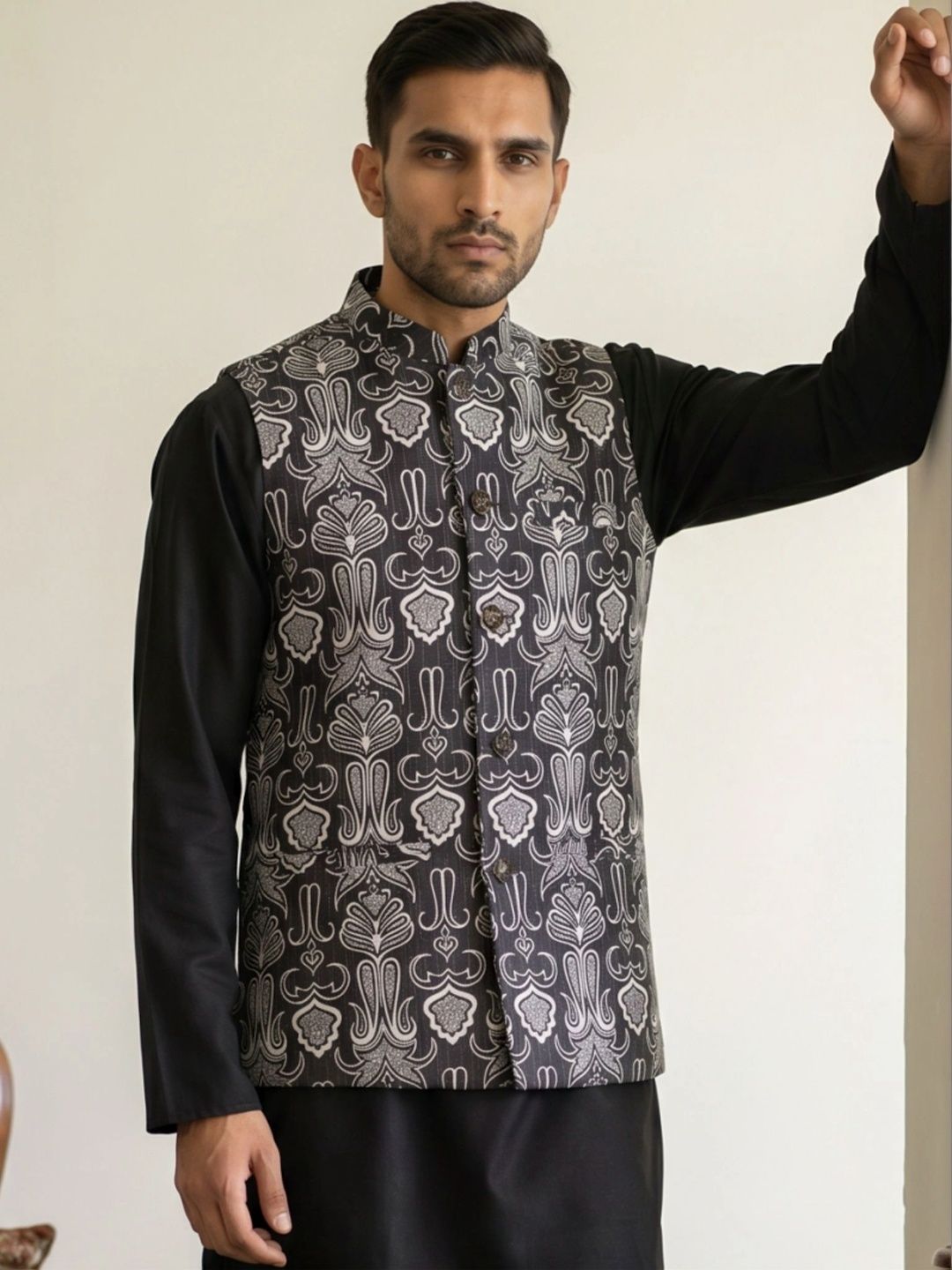 Jompers Woven Design Nehru Jackets-picture-36
