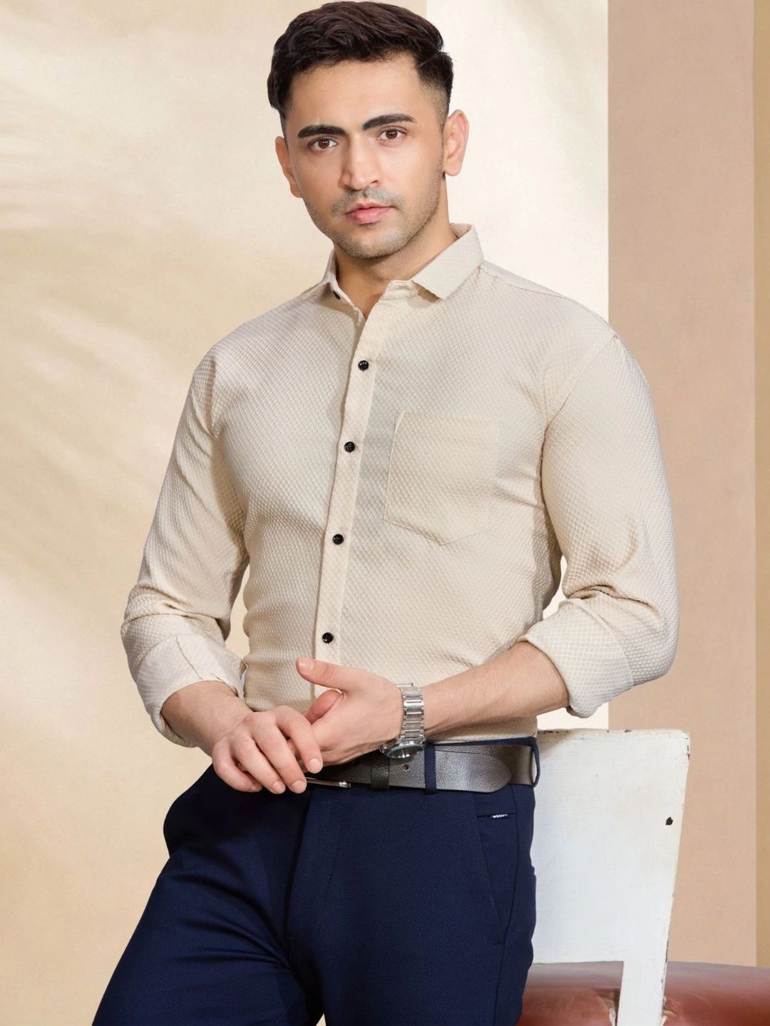 STONEBERG Men Smart Slim Fit Casual Shirt-image-7