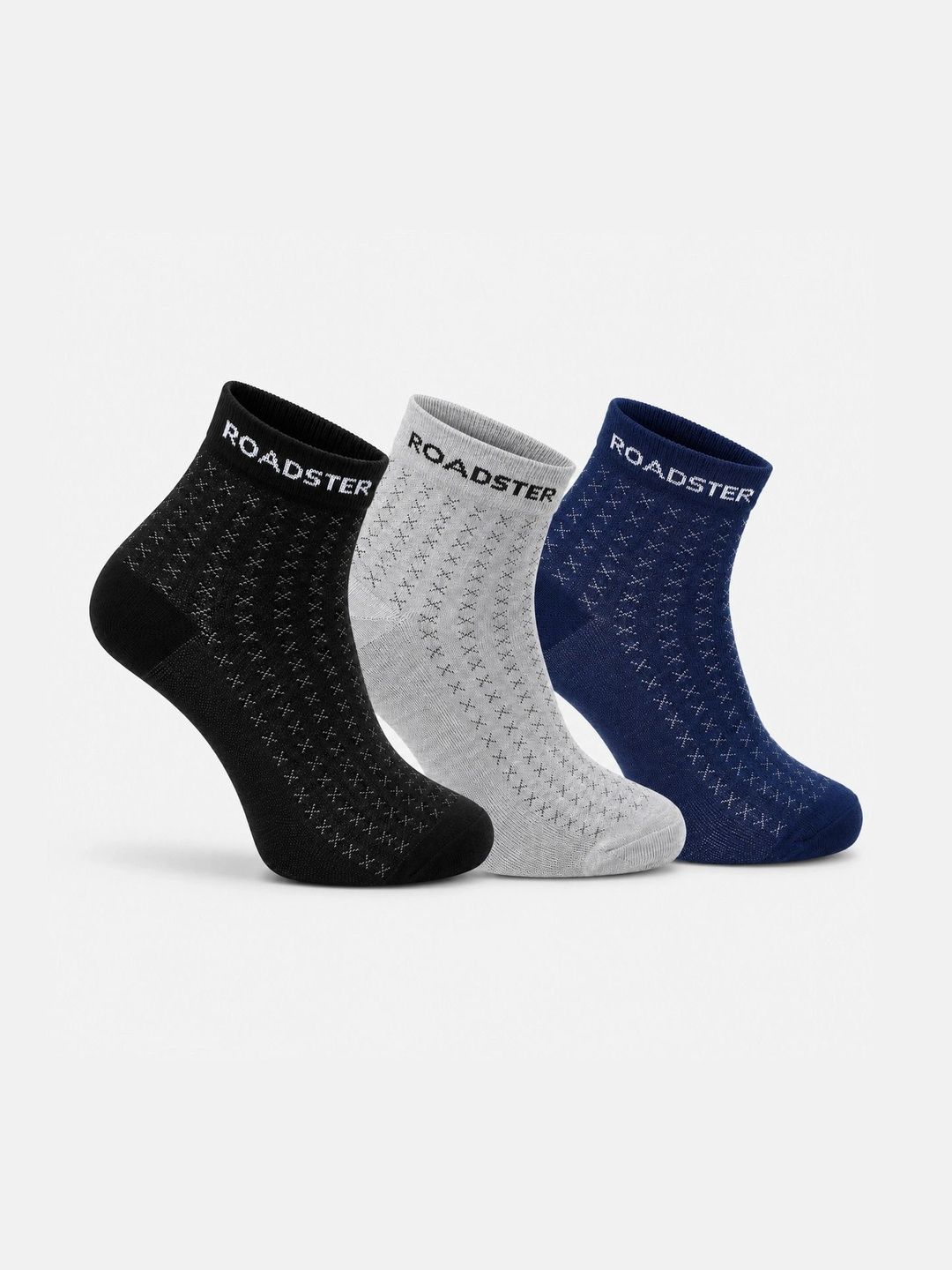 Roadster Men Pack of 3 Cotton Patterned Above Ankle Socks-picture-31