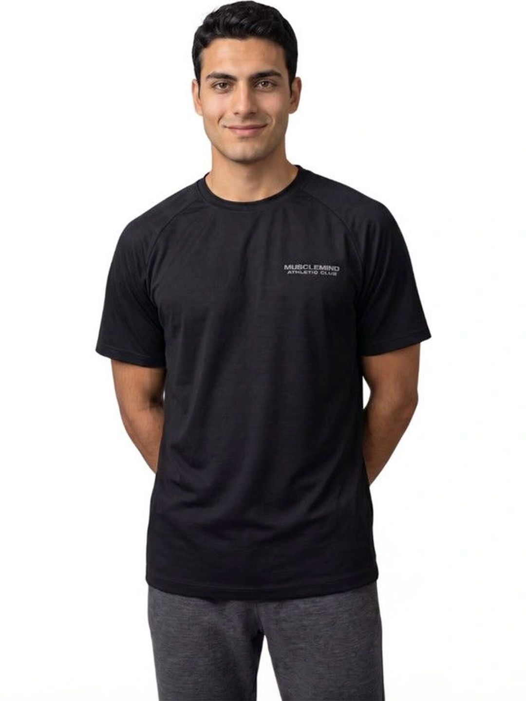 Musclemind Men Brand Logo Premium Athletic Fit Sports T-Shirt-image-2