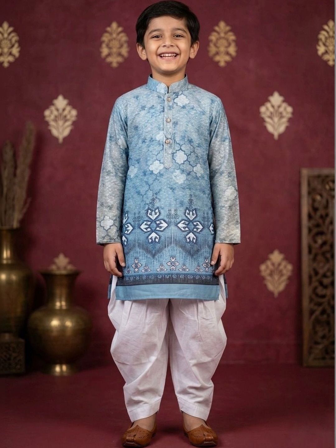 BAESD Boys Ethnic Motifs Printed Regular Kurta with Dhoti Pants-picture-46