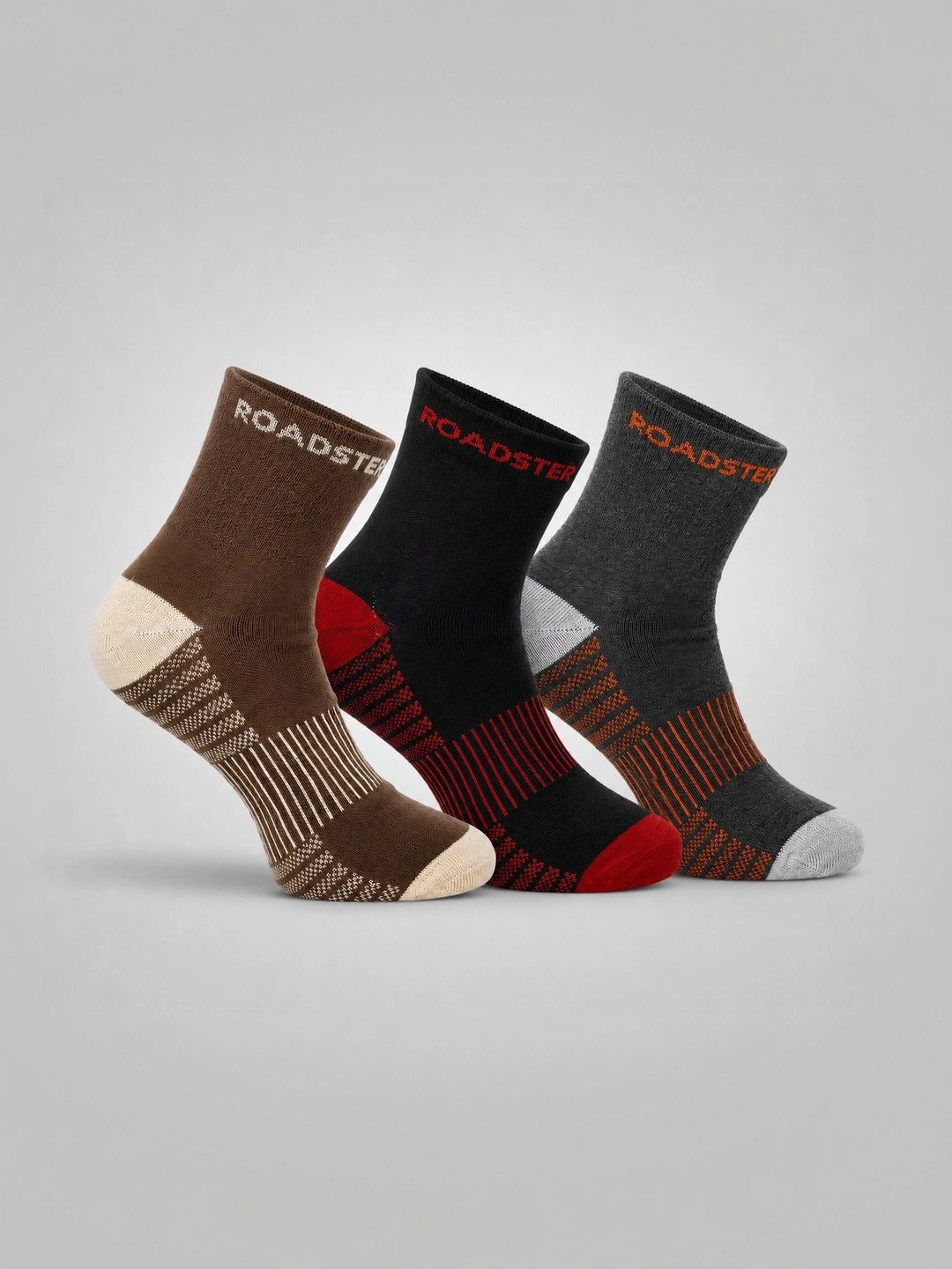 Roadster Men Pack of 3 Cotton Patterned Above Ankle Socks-picture-29