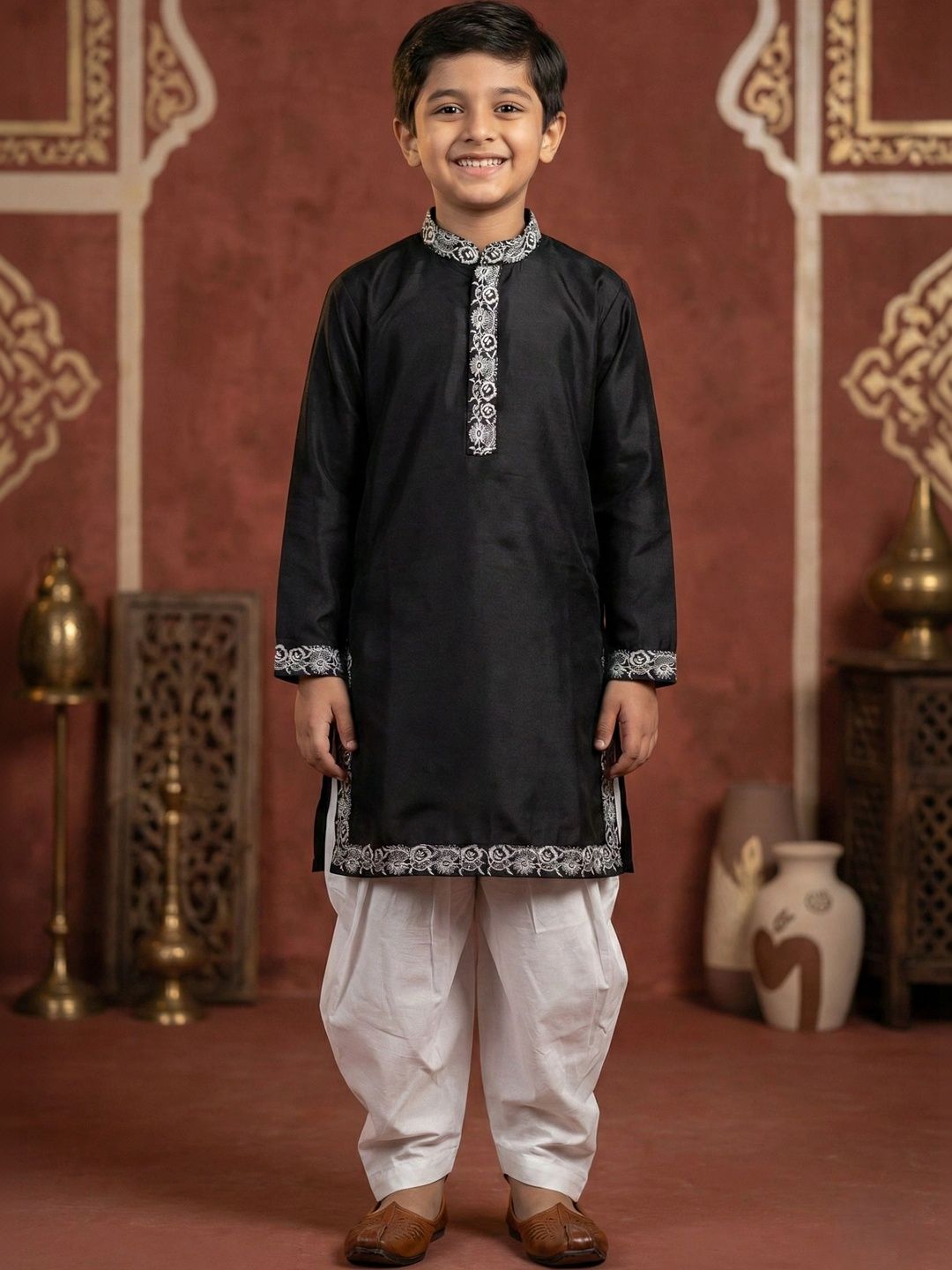 HUMAN CHOICE Boys Ethnic Motifs Embroidered Regular Thread Work Kurta with Dhoti Pants-picture-44