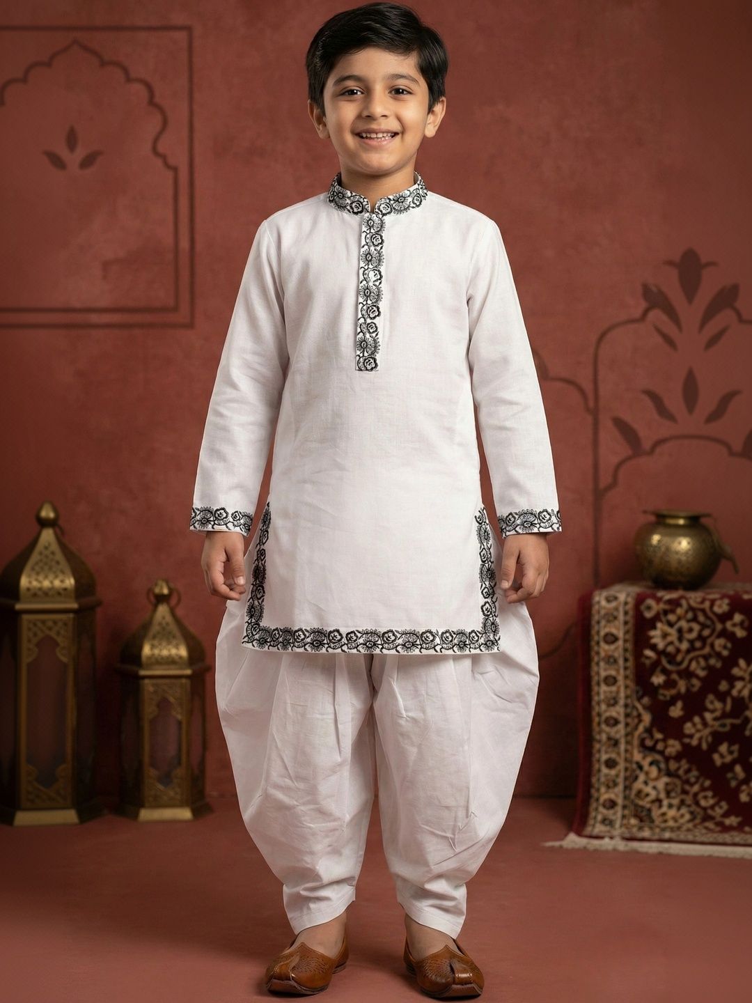 TAKE STYLE Boys Ethnic Motifs Embroidered Regular Thread Work Kurta with Dhoti Pants-picture-26