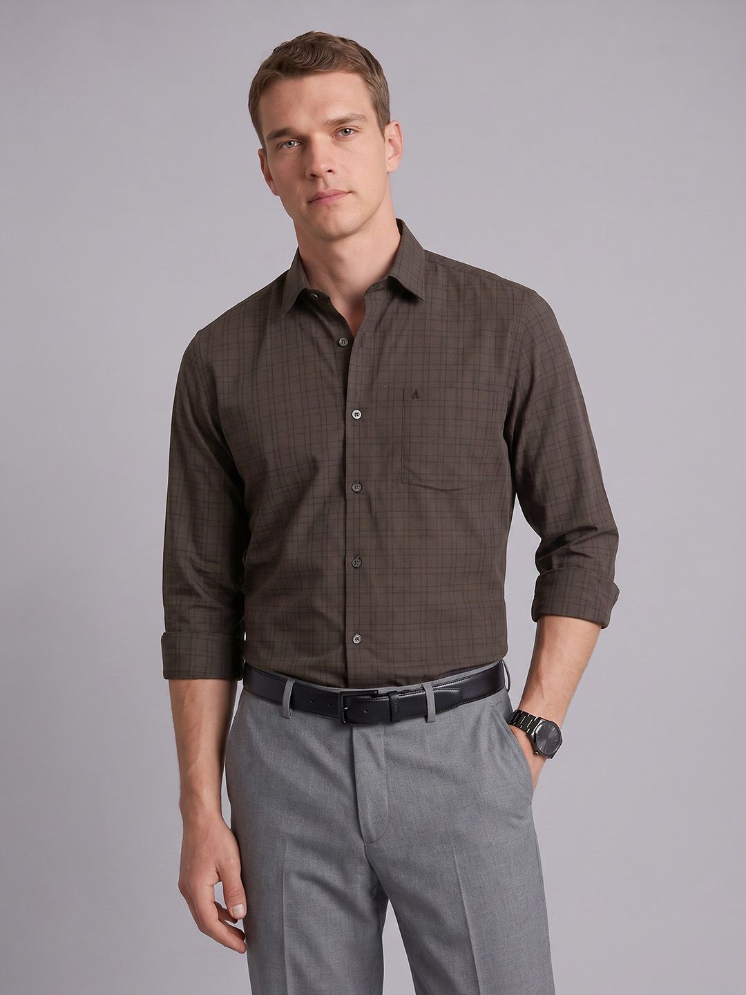 Arrow Manhattan Slim Fit Checked Formal Shirt-picture-32