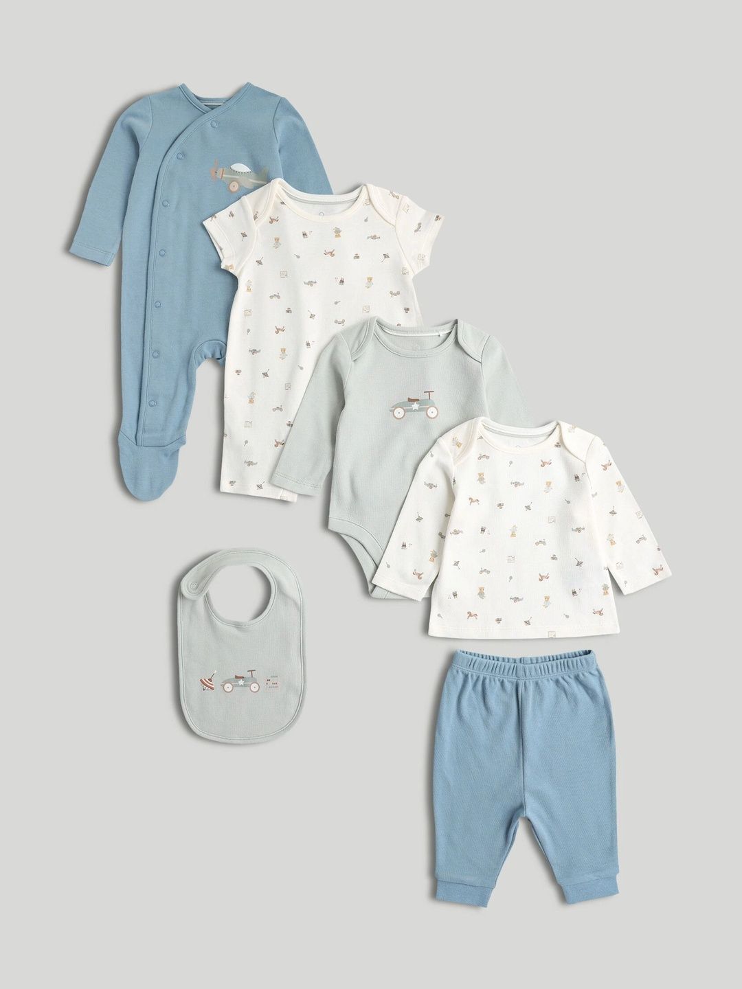 mothercare Infant Boys Pack Of 6 Printed Baby Apparel Gift Set-picture-38