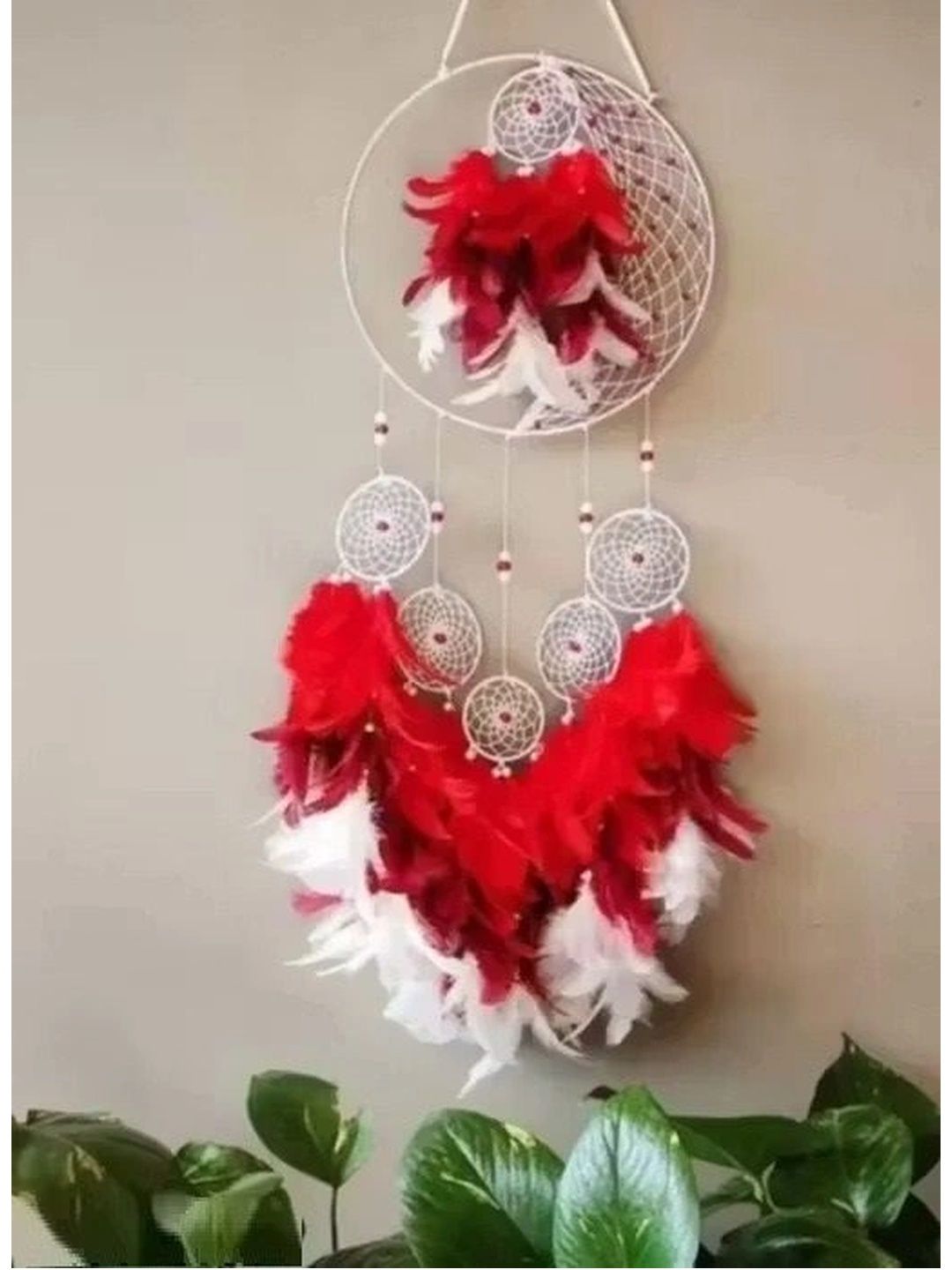 MEHRUNA White & Red Self-Designed Circular Handcrafted Bohemian Windchimes-image-7
