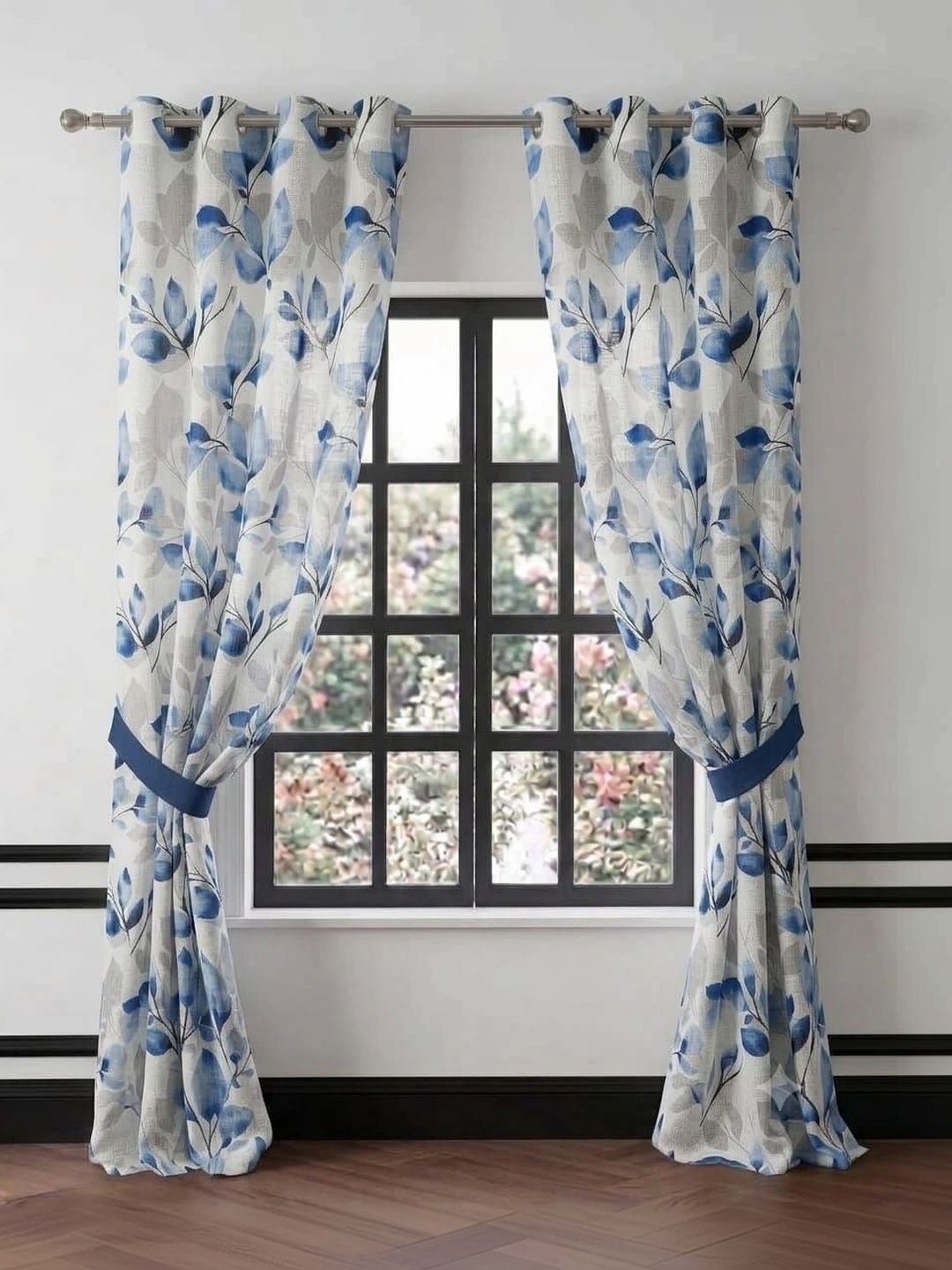 KANUM Blue Set of 2 Floral Window Curtain-picture-39