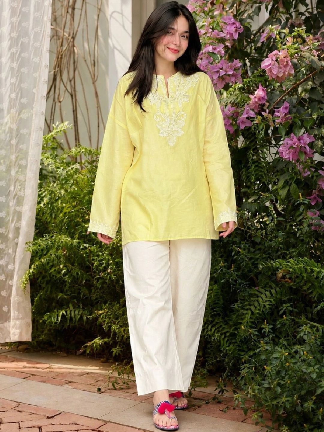 KALINI Ethnic Motifs Embroidered Chikankari Chikankari Kurti-picture-10