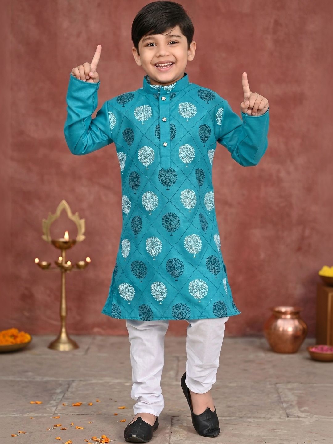 HUMAN CHOICE Boys Ethnic Motifs Printed Regular Kurta with Pyjamas-picture-28