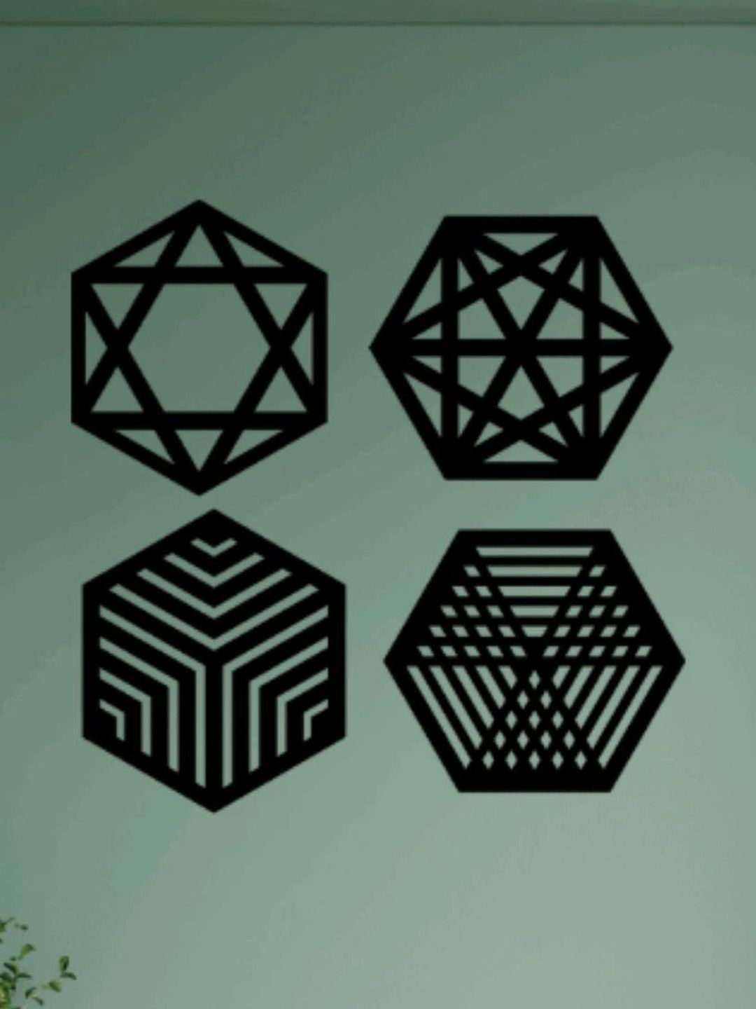 MECC 4Pcs Black Hexagonal Geometric Handcrafted Wall Hangings-image-9
