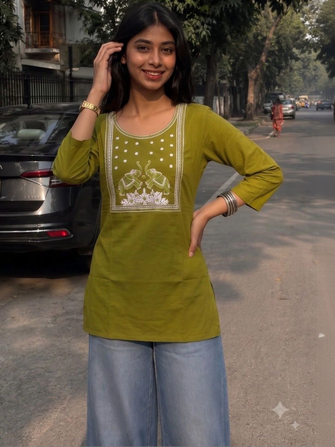 AXI COUTURE Ethnic Motifs Embroidered Pure Cotton Kurti-picture-43