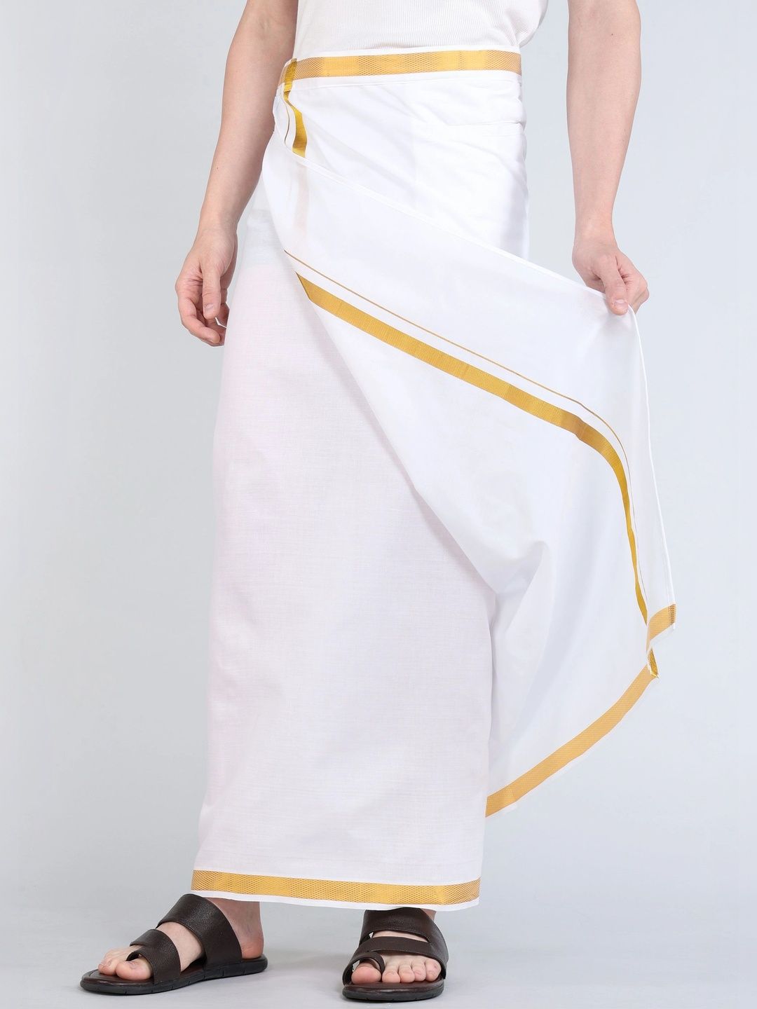 GREEN TEE Men Striped Cotton Dhoti Dhotis-picture-11
