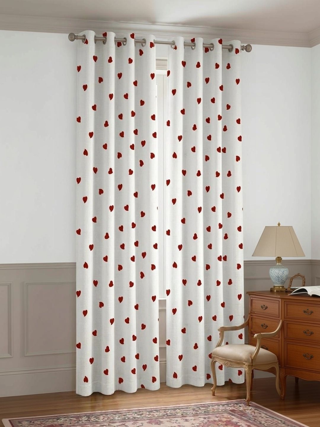 KANUM Red Set of 2 Embroidered Long Door Curtain-picture-46