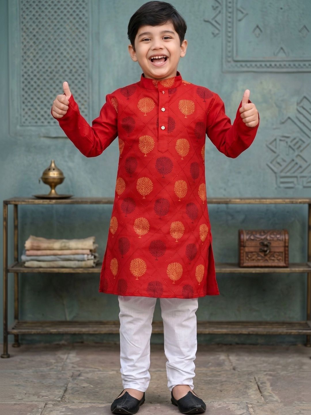 AHLAN APPARELS Boys Ethnic Motifs Printed Regular Kurta with Pyjamas-picture-29