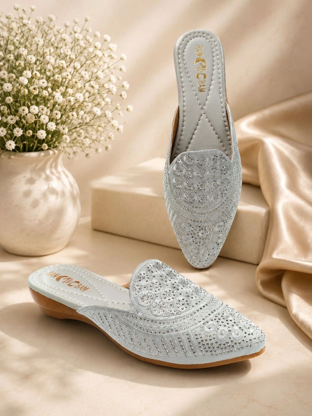 bam bam Women Embellished Party Mules Flats-picture-49
