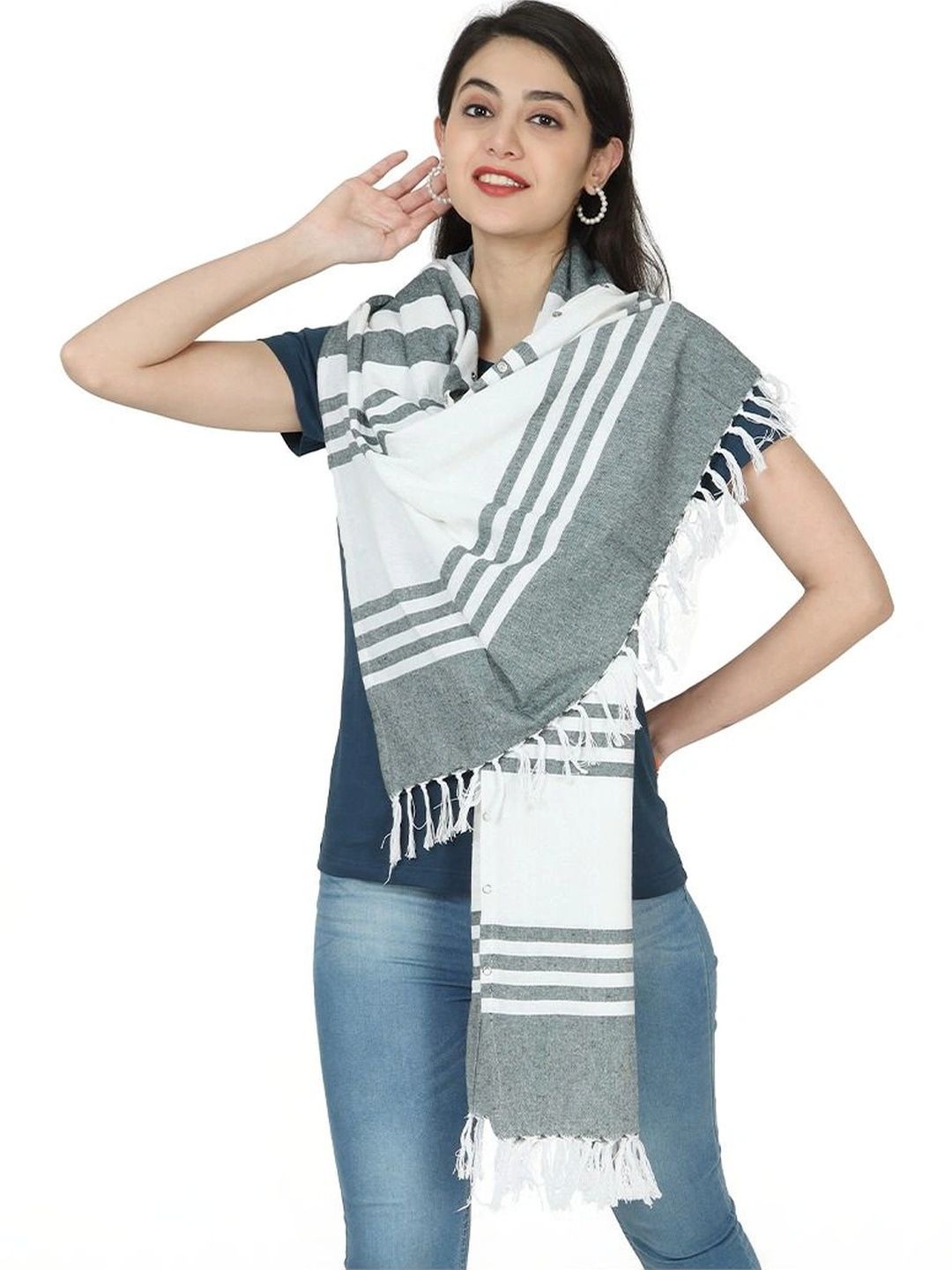 nene Women Striped Woven Design Shawl-picture-29