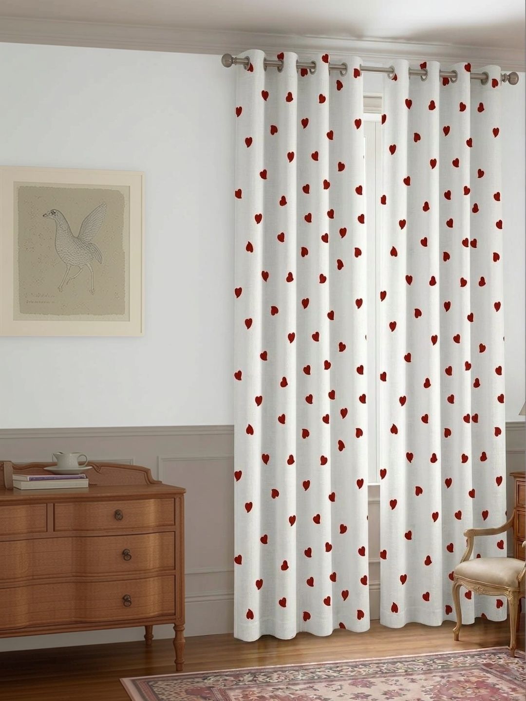 KANUM Red Set of 2 Embroidered Long Door Curtain-picture-2
