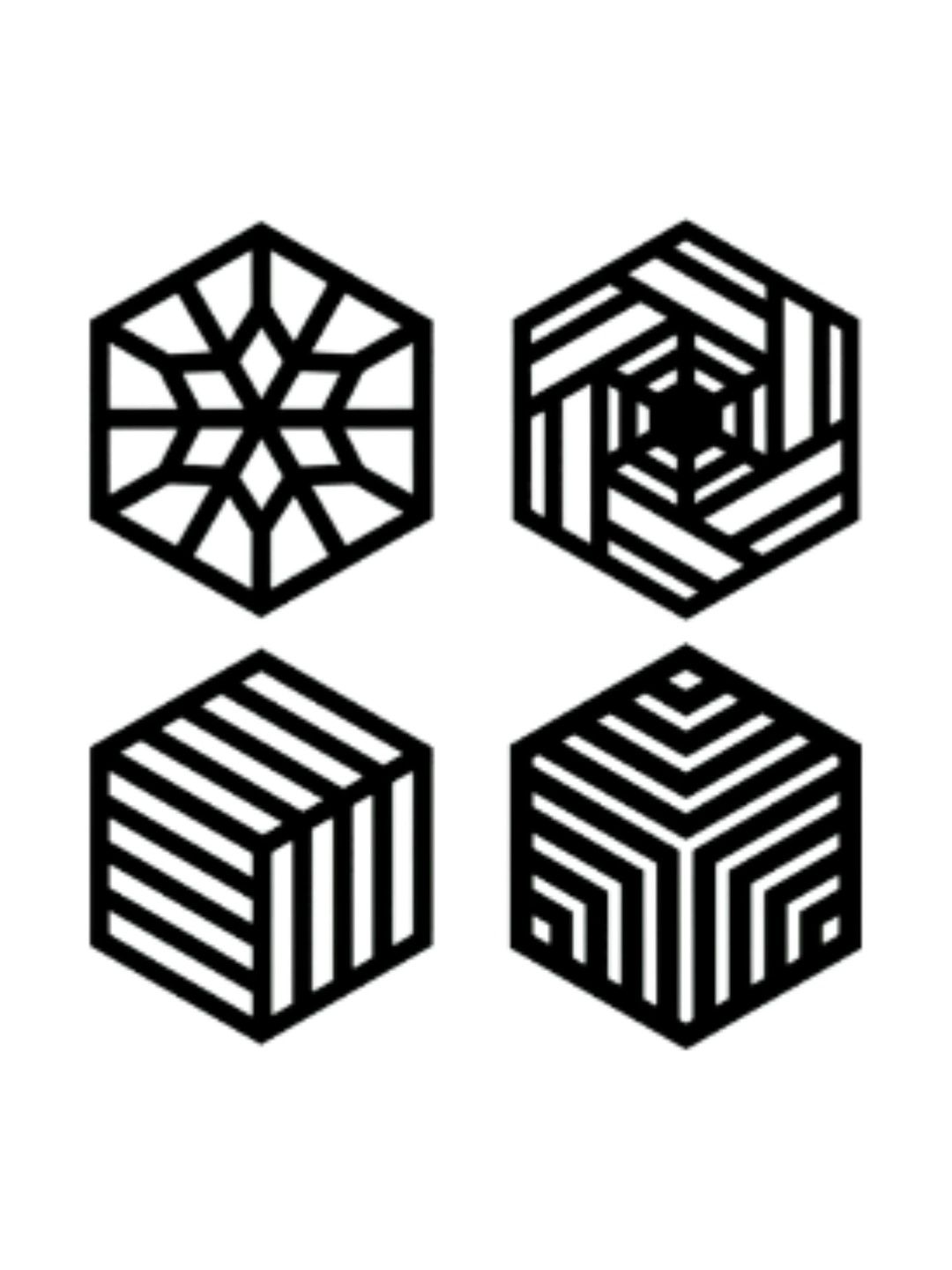 MECC 4-Pcs Black Metal Hexagon Geometric Wall Decor-image-14