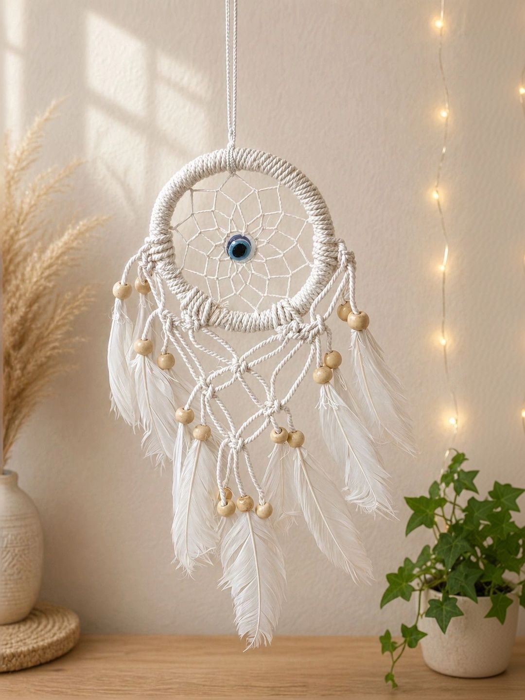 MEHRUNA White Self-Designed Circular Handcrafted Bohemian Windchimes-image-36