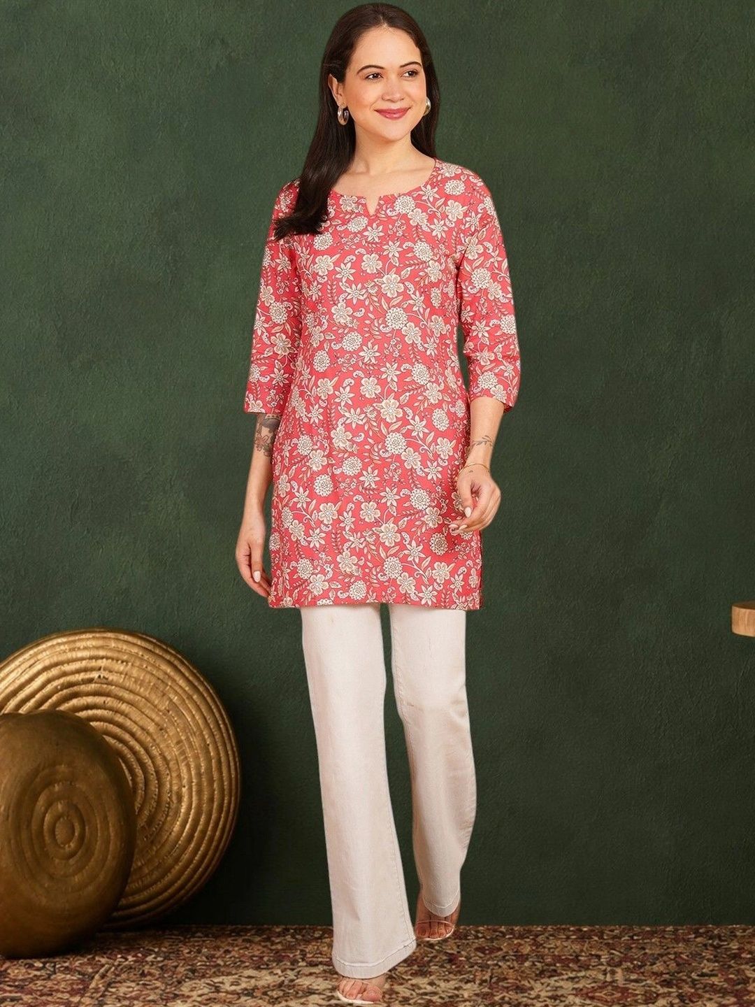 Sangria Women Floral Printed Indie Florals Khadi Kurta-picture-13