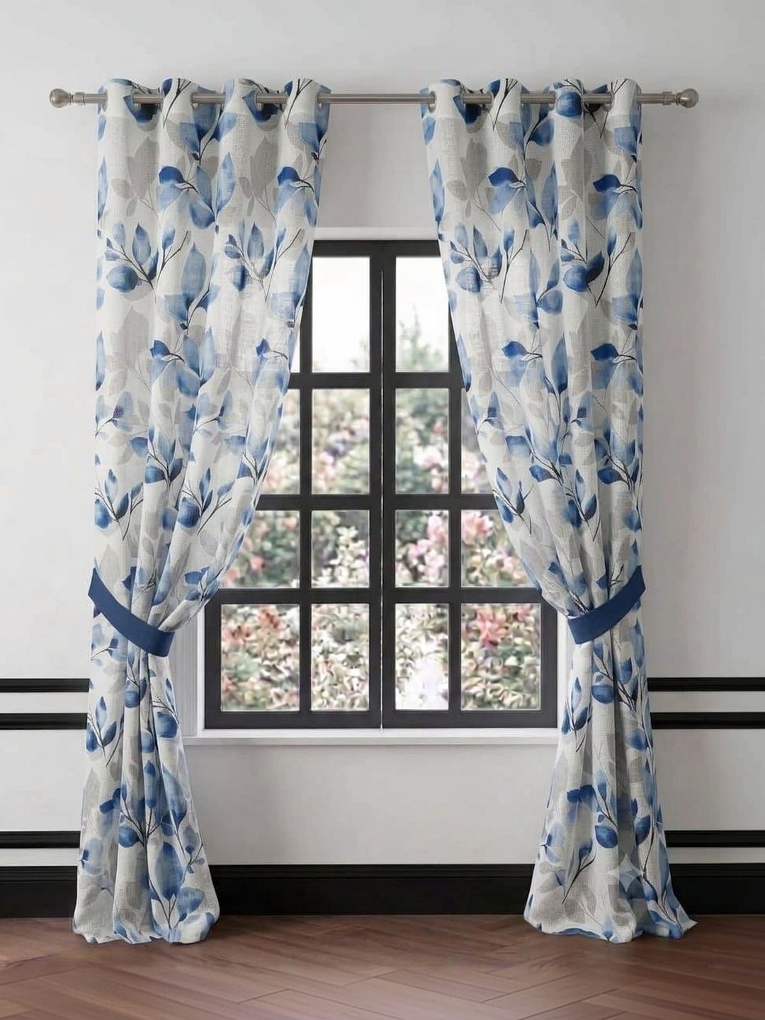 KANUM Blue Set of 2 Floral Window Curtain-picture-35