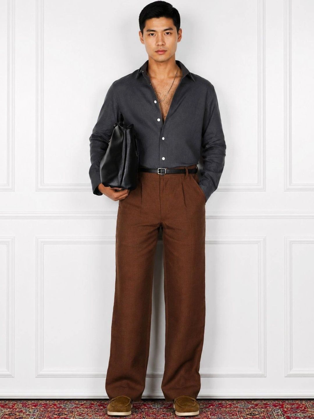 VELVIORE Men Comfort Pleated Trousers-picture-30