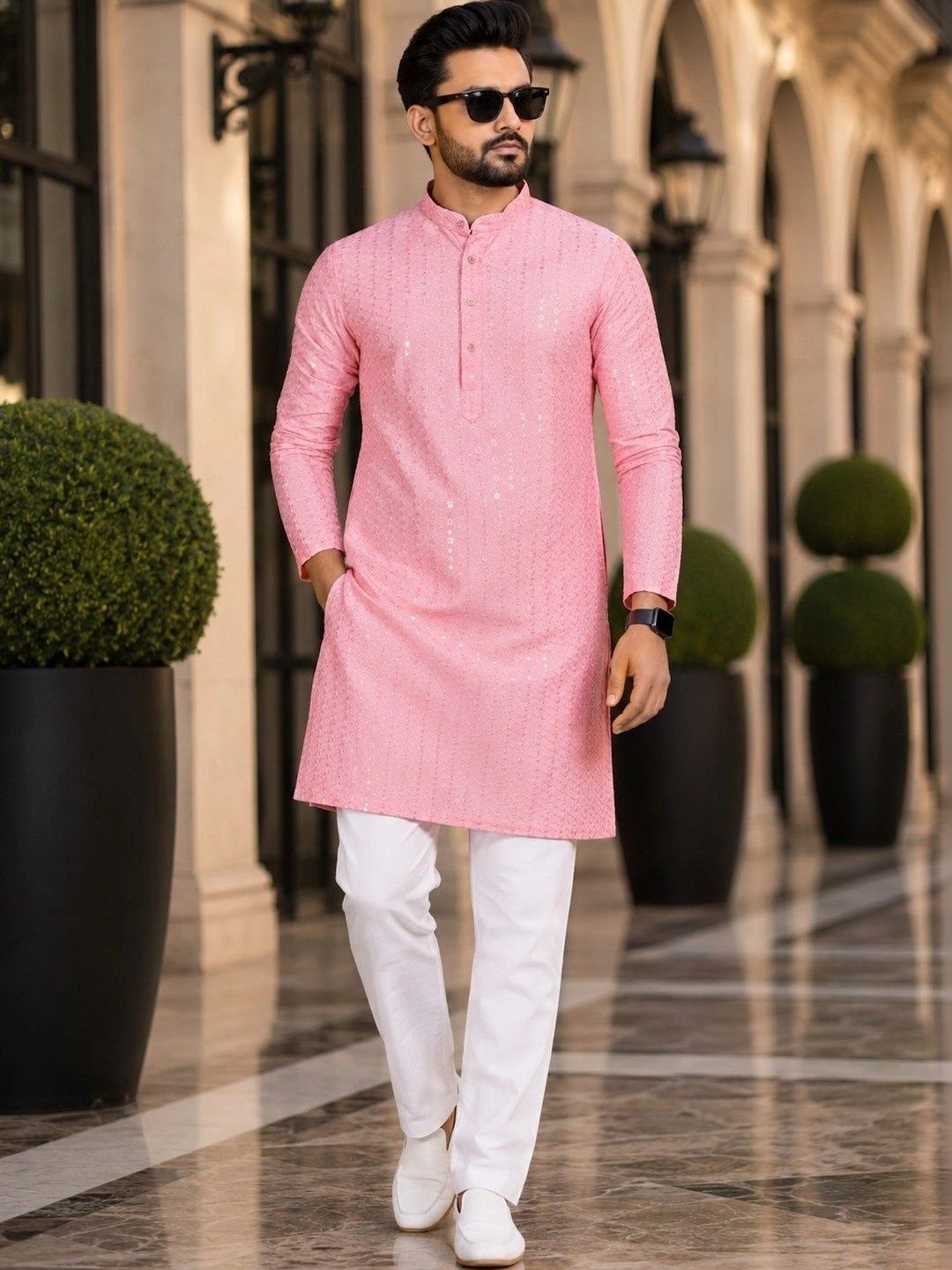 SKYWORRIX Men Embellished Sequinned Kurta-picture-10