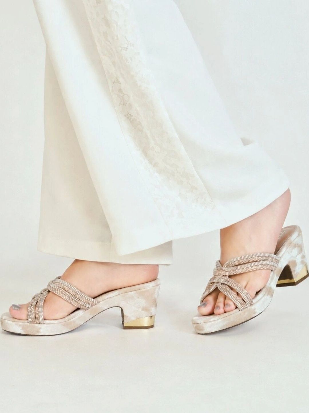 ZELRI Textured Velvet Party Block Mules-picture-31