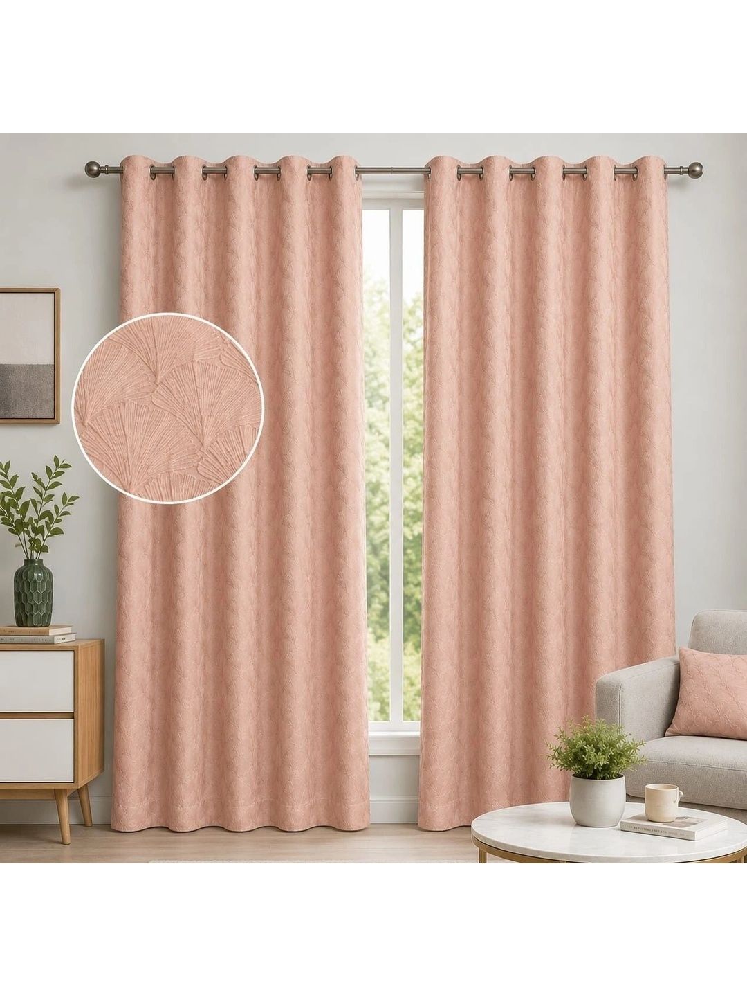 VRINDAKUL Multicoloured Set of 2 Sheer Door Curtain-picture-43