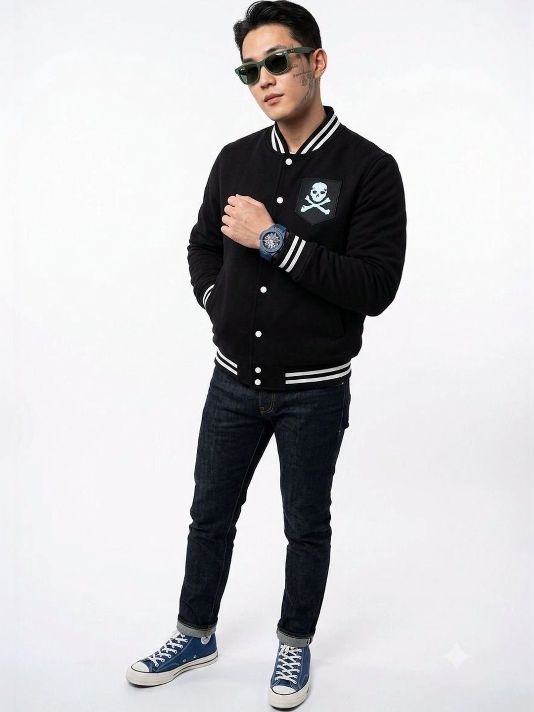 oiin Men Fleece Blend Varsity Jacket-picture-12
