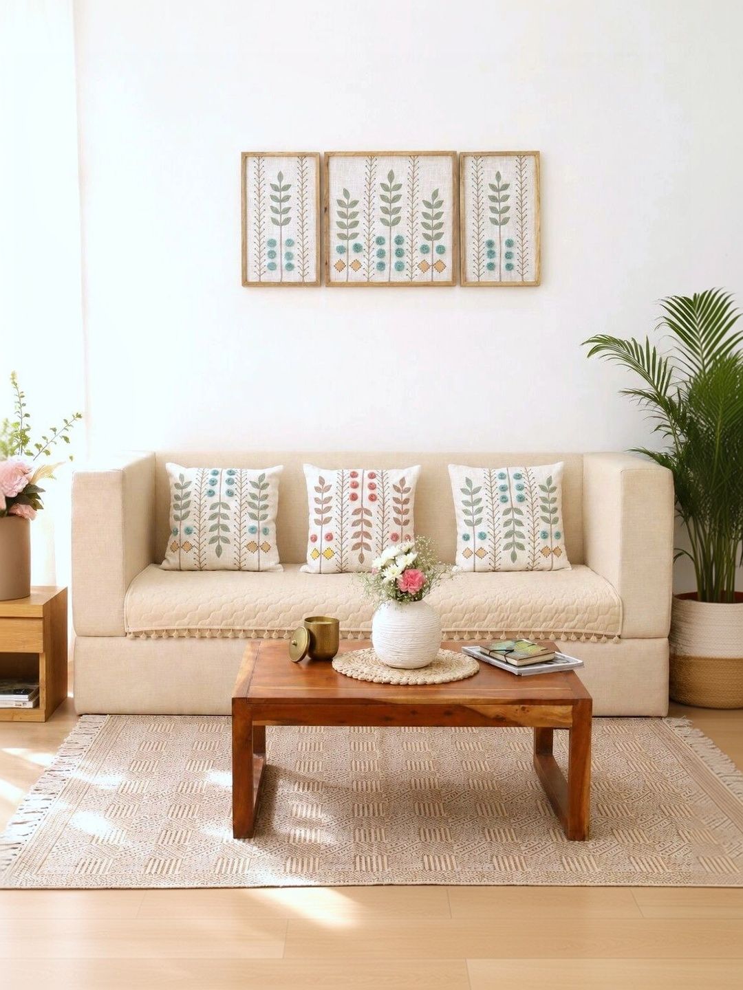 eyda Beige 4 Piece Sofa Cover Without Arms-picture-52