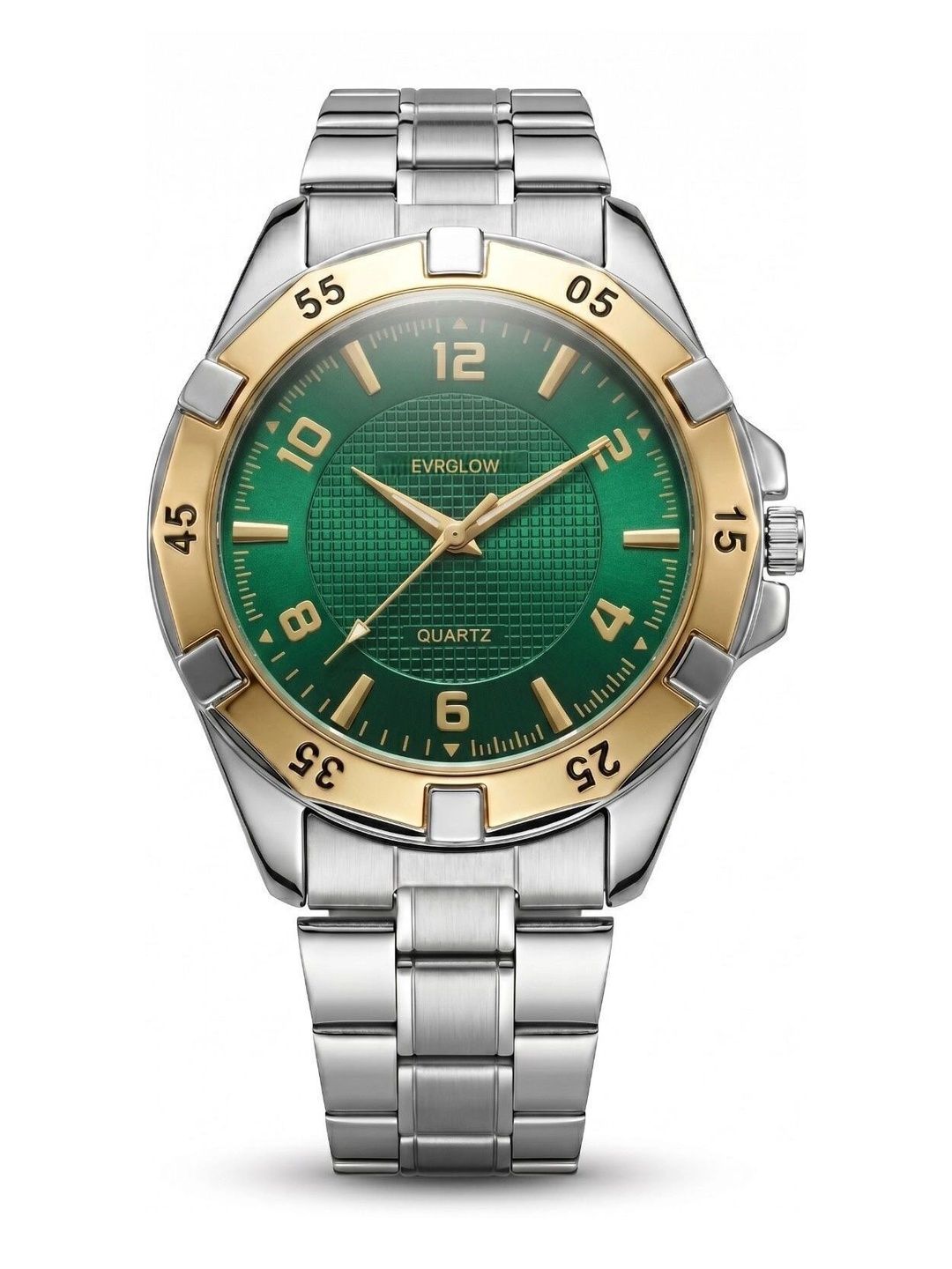 EVRGLOW Men Dial & Stainless Steel Bracelet Style Straps Analogue Watch EVM-054 GOLD GREEN-picture-34